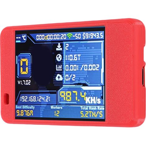 Mineur de Bitcoin USB Plug and Play Bluetooth Wi-Fi 1060 kHz, écran 2,8 pouces, mineur de loterie solo pour les passionnés de Bitcoin, rouge (1/5)