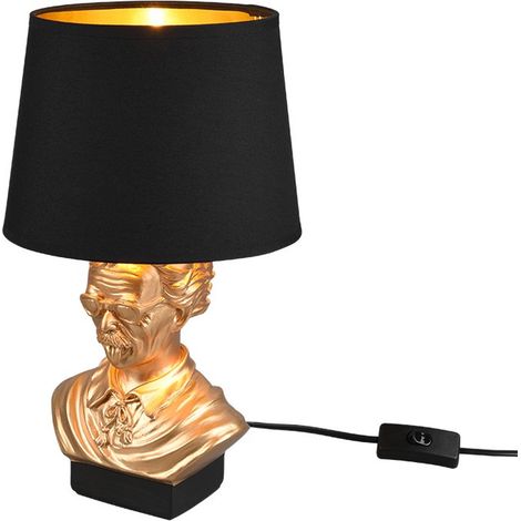 Lampe de table Lampe de chevet Lampe de salon Lampe de lecture, céramique or tissu noir, E14, D 21 cm (1/5)