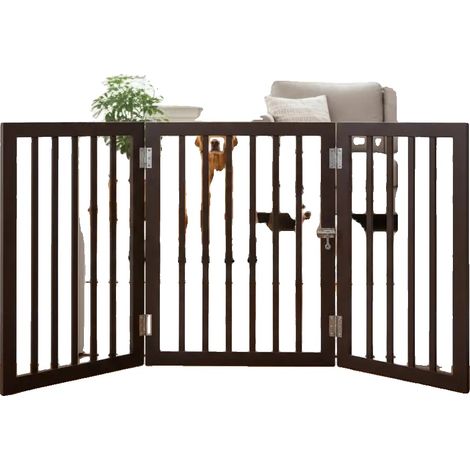 Puerta de seguridad para perros, diseño independiente, configuración de varios paneles, color verde militar. (1/2)