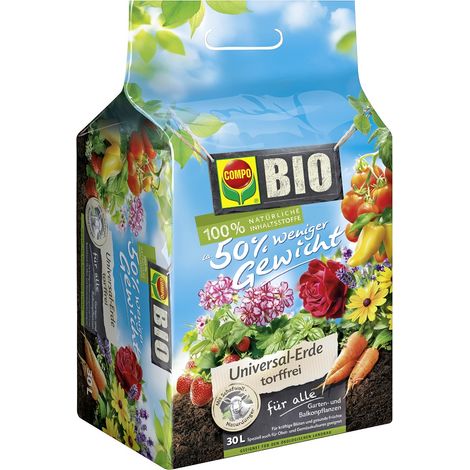 COMPO BIO Universalerde mit Schafwolle, ca. 50% weniger Gewicht, torffrei 30l