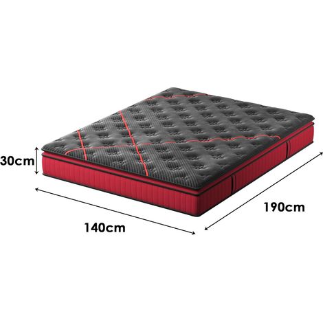 Dewinner – Matelas hybride 140 x 190 cm – Mousse à mémoire de forme – Soutien 7 zones – Respirant et évacuant l'humidité – Noyau à ressorts ensachés