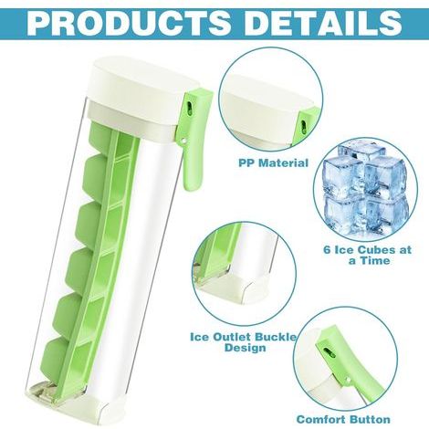 Bac à Glaçons à Pression à une Main, Moule à Glaçons à Dégagement Facile, Boîte de Fabrication de Glaçons à 6 Cellules, Bac à Glaçons Portable de Qualité Alimentaire pour Congélateur (1/4)