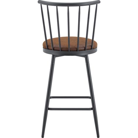 Taburete de bar de metal estilo Windsor con asiento acolchado marrón (1/5)