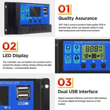 Kit solaire 30W Panneau mono 12V avec contrôleur 30A – Pour camping, RV, bateau – 33.5x20.5cm (1/4)