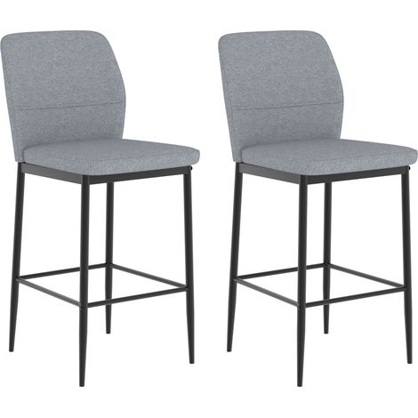 HOMCOM Modern Tall Chairs with Footrest and Backrest, Grey (1/5)