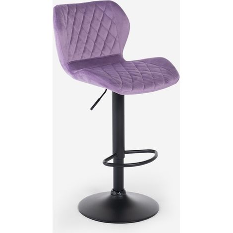 Sgabello da bar cucina moderno regolabile in tessuto velluto Jersey - Viola