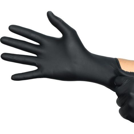 Boîte de 100 gants jetables en nitrile noir XL - Épaisseur 0,16 mm - Ambidextres et non poudrés (1/5)