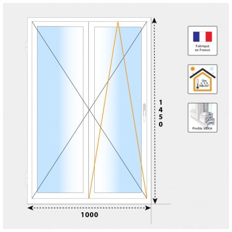 Fenêtre 2 vantaux PVC H1450 mm blanc