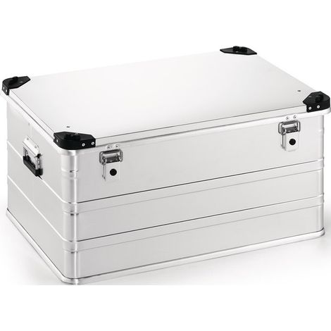 Caja de aluminio L782xW585xH410mm 157l con cierre a presión y esquinas apilables
