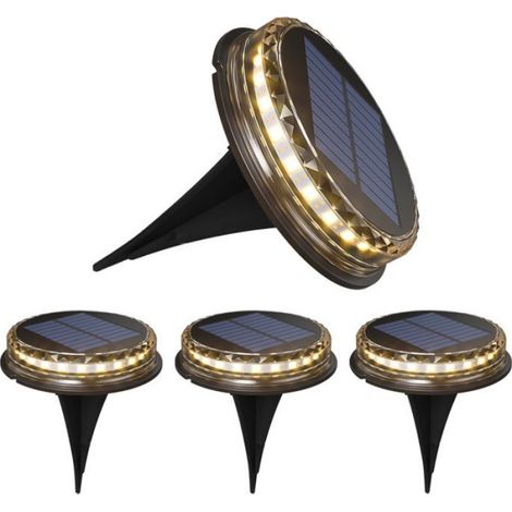 Lampe Solaire - Encastrable 17 LEDs Étanche IP65 Lot de 4 (1/5)