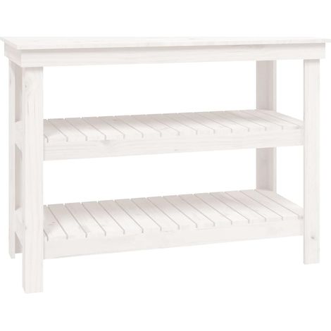vidaXL Banco de trabajo con estante Blanco 110,5 x 50 x 80 cm (1/2)