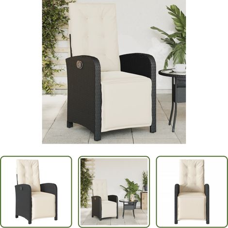 Chaise inclinable - Chaise inclinable de jardin et repose-pied noir résine tressée (1/5)