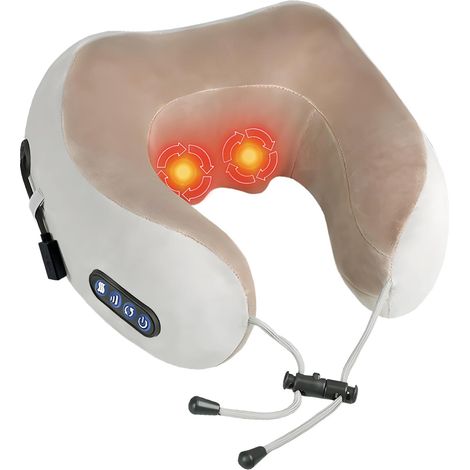 ®Rising FF Masseur électrique pour le cou, coussin chauffant portable et rechargeable, Shiatsu en U pour les épaules et le cou (1/5)