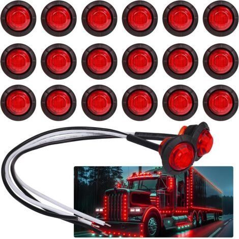 Feux de gabarit latéraux à LED 3/4 pouces, 20 pièces rouges, pour remorque, camion, camping-car, voiture, bus, fourgonnette (lot de 20) (1/5)