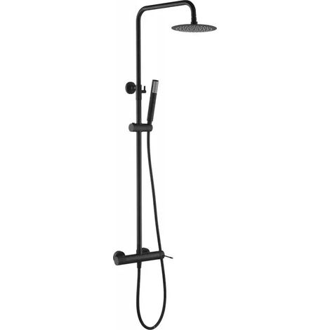 Columna de ducha monomando con un diseño moderno de acabado negro mate Line de Imex