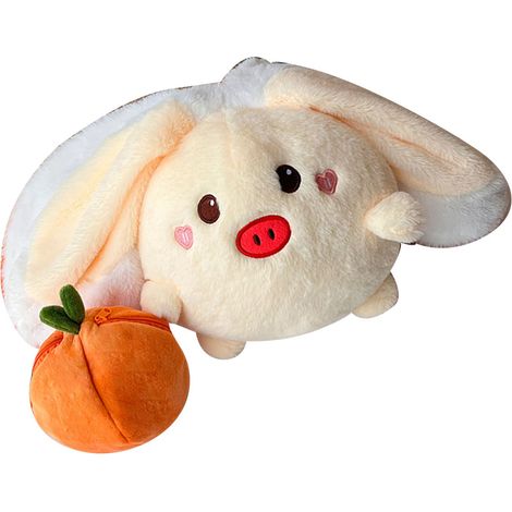 Peluche Animal Adorable Douce et Réversible Cochon en Peluche Kaki, Coussin Décoratif pour la Maison et le Lit, Taille S 18cm / 7.1in (1/5)