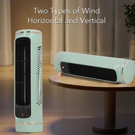Ventilatore da tavolo senza pale Toivize, silenzioso, ricaricabile, 3 velocità, compatto, in metallo ABS, verde, per casa, ufficio e uso esterno. (1/4)