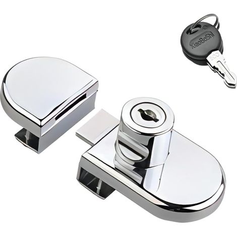 Cerradura para vitrinas sin necesidad de taladrar, para cristales de 5 a 8 mm de espesor, para vitrinas, centros comerciales y puertas de joyerías. (1/5)