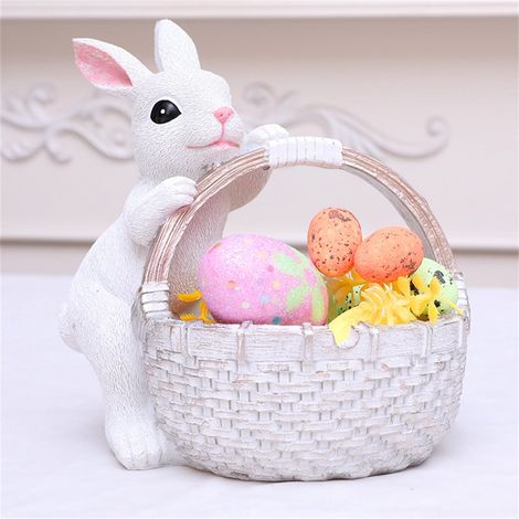 Panier En Forme De Lapin - Sculpture Décorative En Résine - Pour Bureau Intérieur Jardin Extérieur - 1 Pièce (1/5)