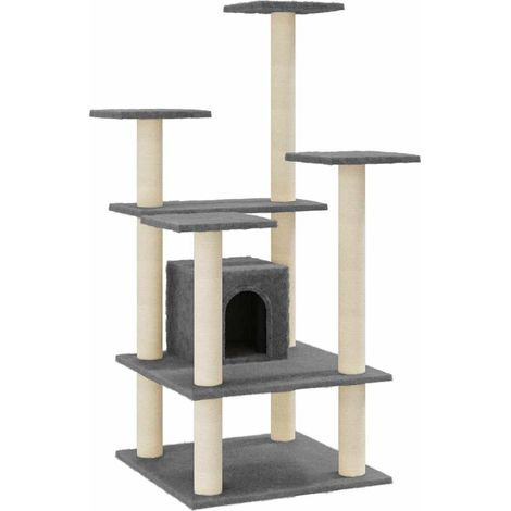 vidaXL Rascador para gatos con postes de sisal gris oscuro 110 cm (1/2)