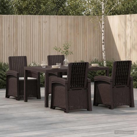 vidaXL Conjunto de Comedor de Jardín 5 uds. Marrón y Gris Claro PP (1/5)