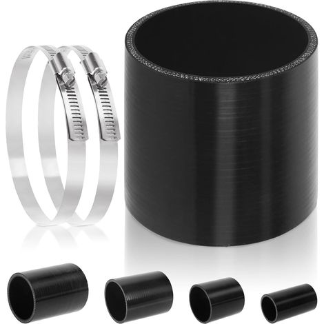 Raccord Droit en Silicone de 102 mm de Diamètre Intérieur 4 pouces (100 mm) de Longueur Renforcé 4 Couches avec 2 Pièces de Pince à T-Boulon en Acier Inoxydable de 105-127 mm (1/5)