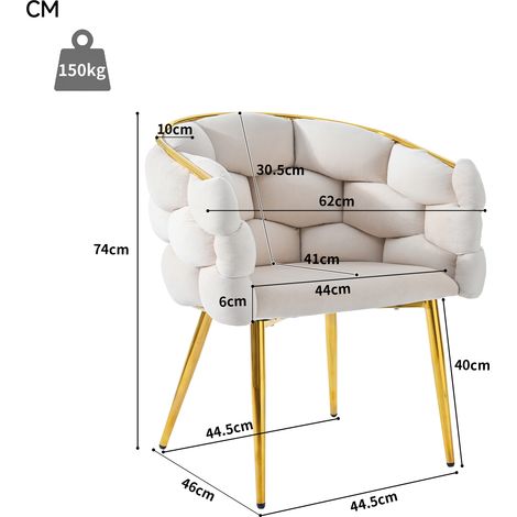 Fauteuils en velours (2 pièces), chaises de maquillage, chaises au style, pieds en fer plaqué or, chaises beiges, chaises ergonomiques (1/5)