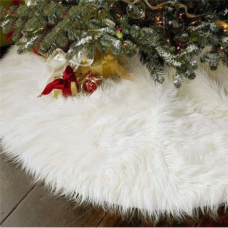 Tapis de sapin de Noël en fausse fourrure de 91 cm (36 pouces), housse de base blanche en peluche pour le pied du sapin, idéal pour les fêtes de Noël et la décoration intérieure. (1/5)