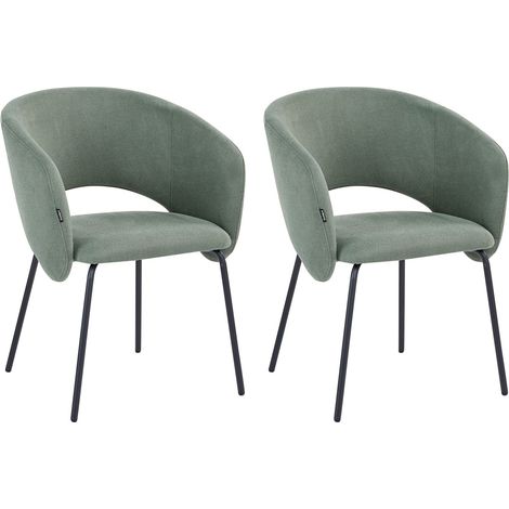 Set of 2 Dining Accent Chairs Light Green Upholstery without Armrests Metal Base Retro Design BLAKELY (1/5)
