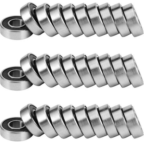 Adatto per cuscinetti a sfere a gola profonda 698-2Rs, cuscinetti in acciaio al carbonio a doppia tenuta, 8 mm x 19 mm x 6 mm (30 pezzi per confezione)