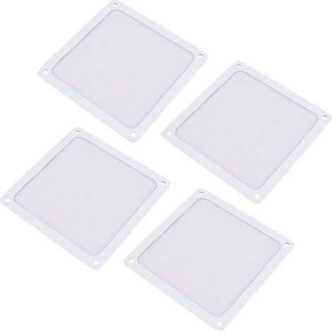 Filtre anti-poussière ventilateur ordinateur 140x140mm maille fine PVC cadre aimanté pour tour PC clapier poulailler 4 pièces blanc (1/5)