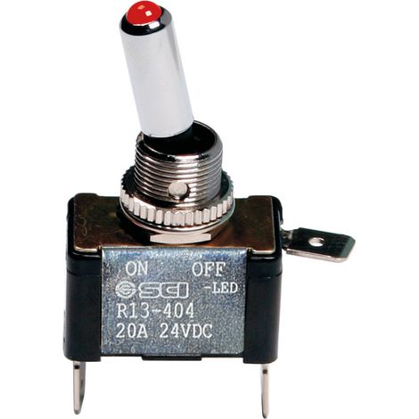 Interruttore a leva, in alluminio con spia a Led -  12/24V - Rosso -   20A (1/3)