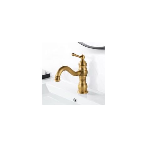 Robinet Lavabo Rétro, Pivotant à 360° Robinet Salle de Bain, Mitigeur Lavabo en Laiton, Mitigeur Salle de Bain Rétro avec Chaude et Froide Réglable, 3/8'' Installation Standard (1/5)