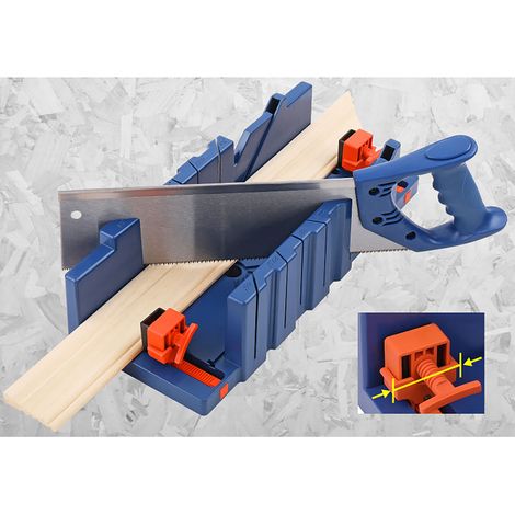 Boîte de rangement pour scie à onglets en acier ABS, angle de 45°, avec scie intégrée, idéale pour le travail du bois, le bricolage et la décoration intérieure. (1/5)