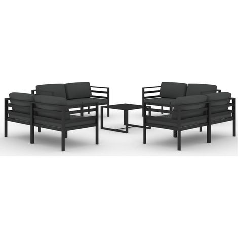Muebles de jardín muebles de exterior Juego de muebles de 9 piezas con cojines de aluminio antracita 020017891 (1/5)