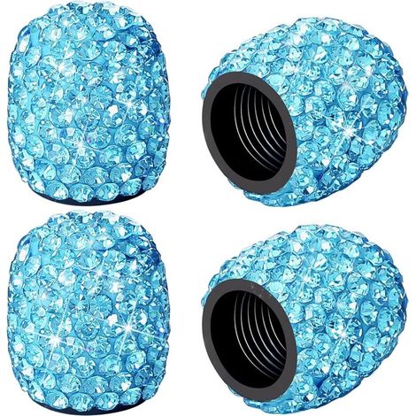 4 morceaux de housse de pneu de voiture en cristal (bleu)