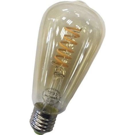 Bombilla Edison LED Filamento Espiral E27 4W 2000K en Cristal Ámbar