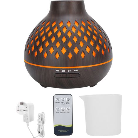 Diffuseur d'air ultrasonique en bois grain, humidificateur d'intérieur 400ml avec lumière LED, prise UK 110-240V. (1/5)
