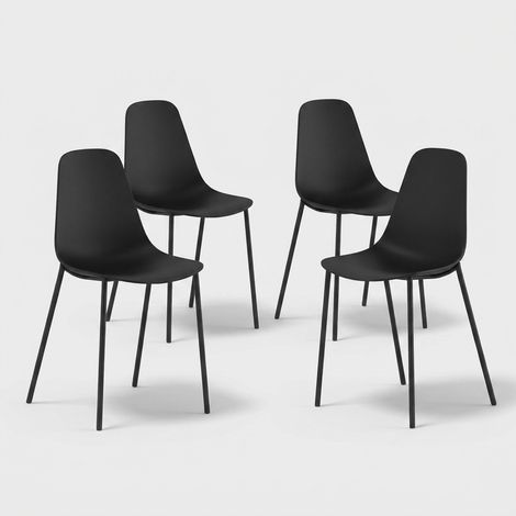 Set de 4 sillas de diseño para cocina y comedor de polipropileno Mira - Negro (1/5)