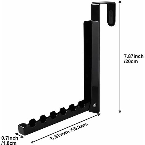 Crochets de porte - Cintre pliable à 6 rainures pour vêtements, manteaux, salle de bain, derrière la porte - 1 pièce (noir) (1/5)