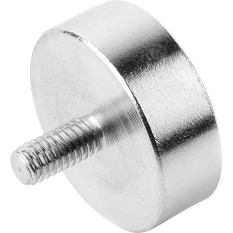 Topfmagnet (Neodymmagnet), Magnet mit Gewindezapfen M4 ø 20mm, vernickelt