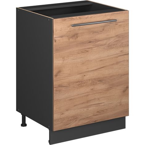 Mobiletto base cucina Fame-Line, Rovere dorato/Antracite, 60 cm 1 anta senza piano di lavoro, Vicco (1/5)