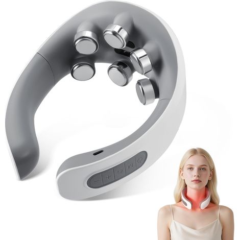 Masseur de cou sans fil, 15 niveaux d'intensité, 5 modes de massage, commande vocale intelligente, format portable, idéal pour la maison, le bureau et les voyages. (1/5)
