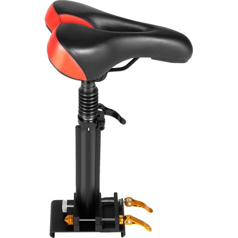 Asiento eléctrico para vehículo personal, regulable en altura, diseño cómodo, color negro y rojo. (1/2)