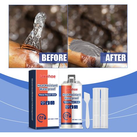 Metal Repair Adhesive, Casting Adhesive, Repair Agent for Stainless Steel, Copper, Aluminum, AB Adhesive, Metal Cast Iron Adhesive, Waterproof -- Metal Repair Adhesive 50g1 + Push Rod1 + Scraper1 -- B (1/5)
