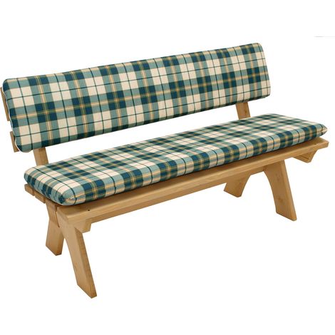 Auflagenset BOSTON für Bank 3-sitzer, grün/beige kariert, 2-teilig (1/5)