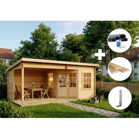 ECO Set - Abri de jardin Carl Naturel , 28 mm Épaisseur paroi 598 x 330 cm (1/4)