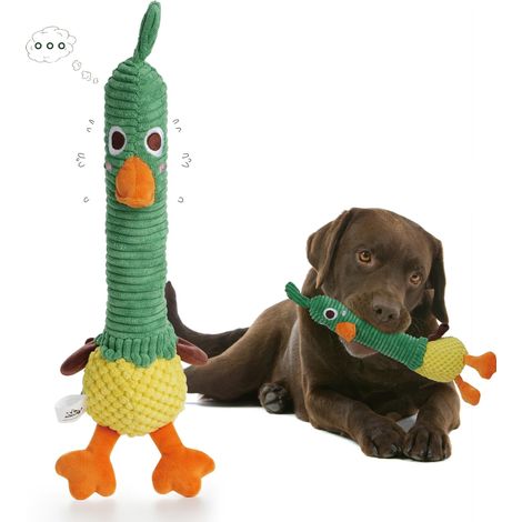 Jouet à Mâcher en Peluche pour Chien Forme de Canard avec Sifflet en Caoutchouc Intégré et Papier Crissant Idéal pour le Nettoyage des Dents et le Dentition des Chiots et Chiens Moyens et Grands (1/5)