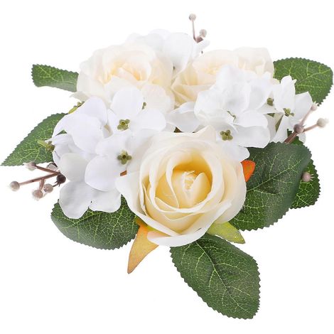 Couronne de bougies jaune clair pour décoration de fête, 3 pièces, couronne de fleurs artificielles (1/5)