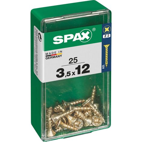 Boîte 25 Unités. Vis A Bois Spax Cab. Plat Yellox 3.5x12mm Spax (1/2)